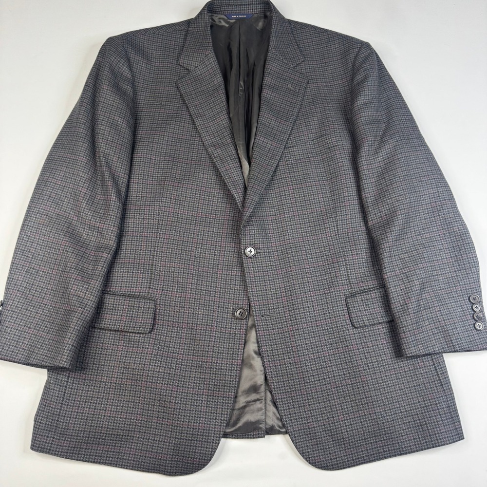 Brooks Brothers Wool Blazer Mens 46R Grey Houndstooth 1818 Madison Sport Coat